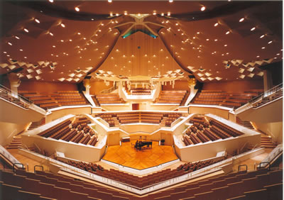 <p><strong>13.</strong> Berlin Filarmoni İç Mekân<br /> 	Kaynak: https://berlinerphilharmonie.weebly.com/blog [Erişim:  20.02.2023]</p>